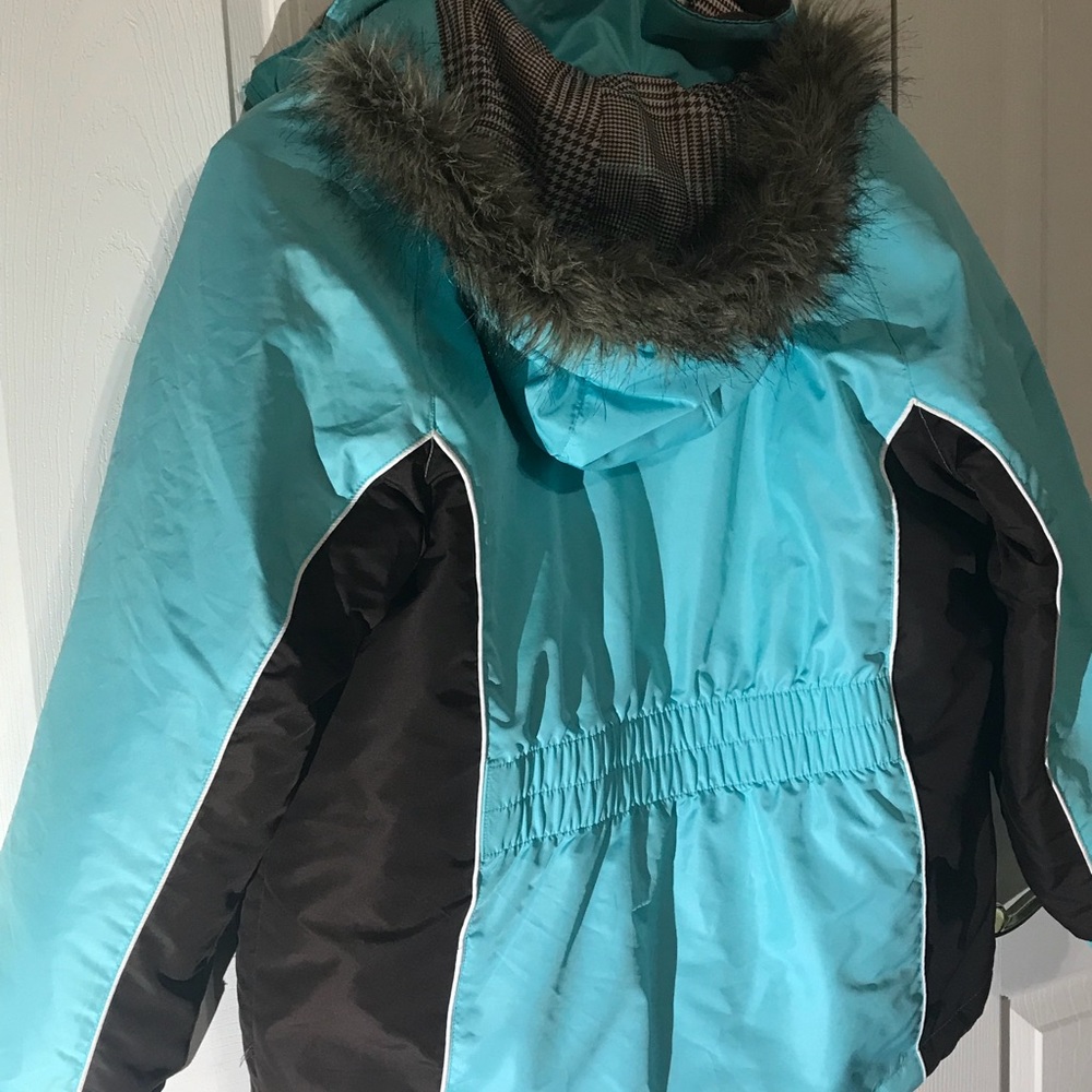 ✨SOLD✨Teal Blue/Brown Snow Jacket With Hood - Picture 5 of 7